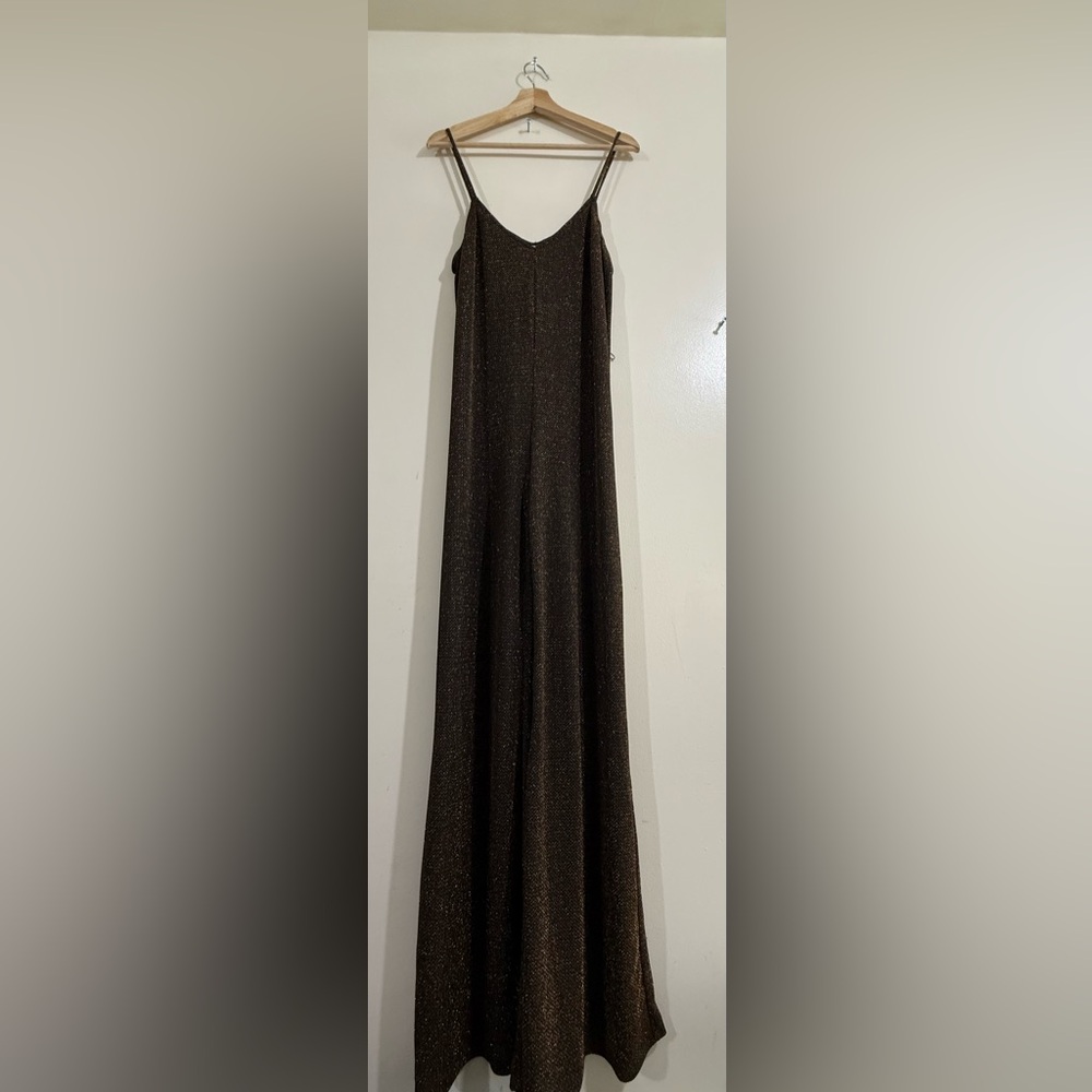 Reformation Brown Glitter Slip Maxi Dress